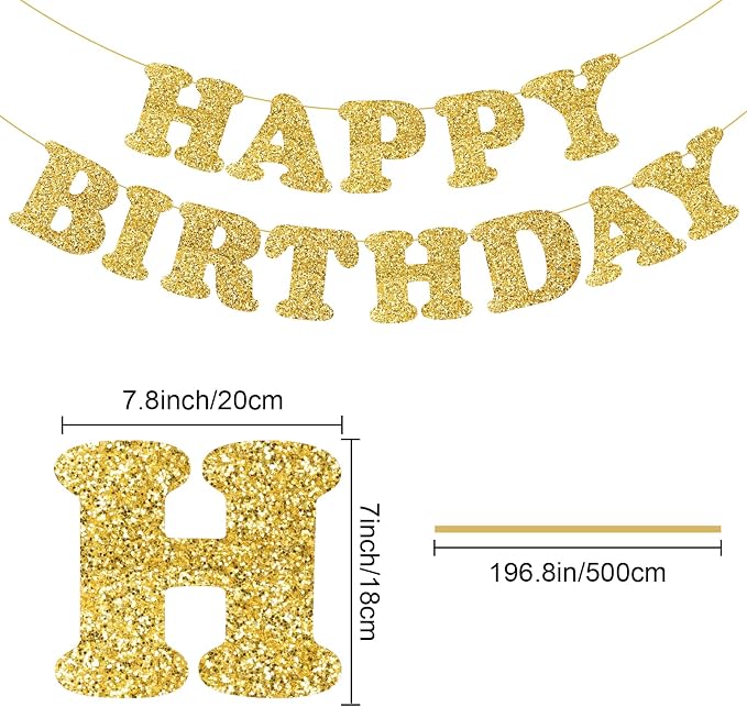 Gold Happy Birthday Banner Birthday Party Decorations Happy Birthday Banner - Image 6