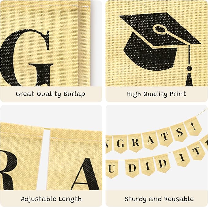 KatchOn Burlap Graduation Banner - Image 3