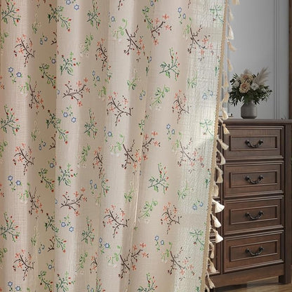 ENJOYBRIDAL Boho Floral Semi Sheer Curtains 96 Inch Length 4 Panels, Farmhouse by ENJOYBRIDAL