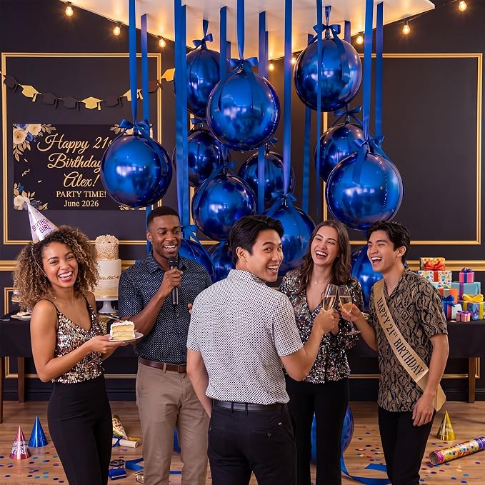 20 Pcs Metallic Navy Blue Foil Balloons Giant 22 Inch 4d Round Metallic Balloons - Image 3