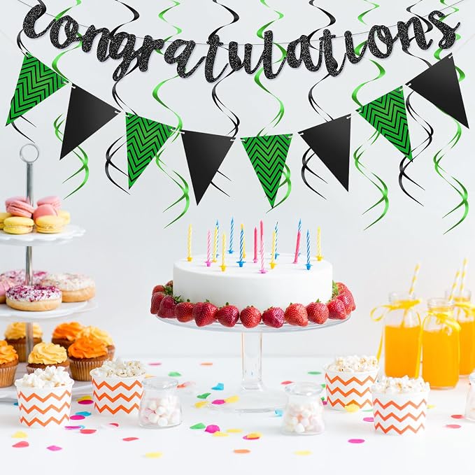 Outus Pre-strung Glitter Congratulations Banner Triangle Flag Banner - Image 5