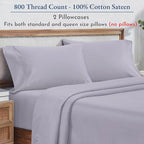 California Design Den 100% Cotton Pillow Cases Queen Set of 2, 800 Thread Count Pillowcases Sateen, Fits Queen and Standard Size Pillows (Lavender)