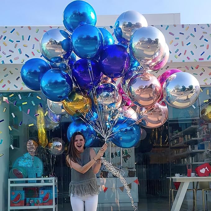 PartyWoo Navy Blue Large Round Giant 4D Jumbo Foil Balloons 6pcs 22 Inch | 22 - Image 2