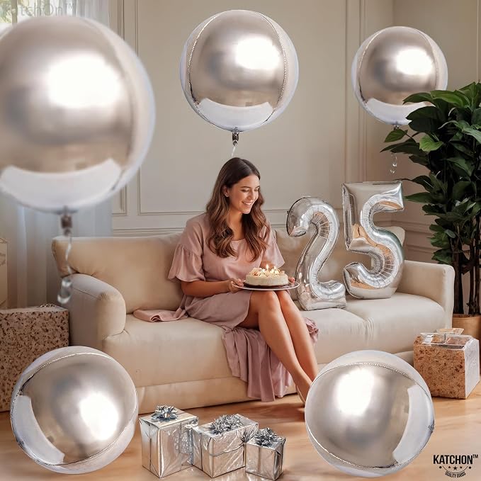 KatchOn Metallic Silver Balloons - Image 4