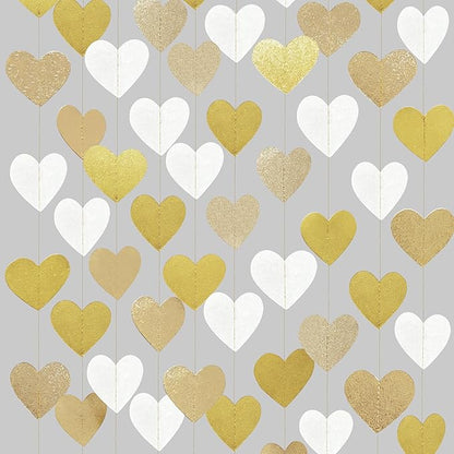 Heart Party Decorations Glitter Gold Champagne Gold White Paper Love Heart by pinkblume