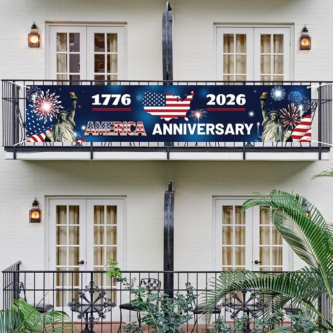 American 250th Anniversary Banner, 300x60cm/10x2ft American Patriotic Flag USA - Image 5