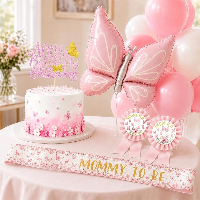 Pink Butterfly Baby Shower Decorations - Image 4