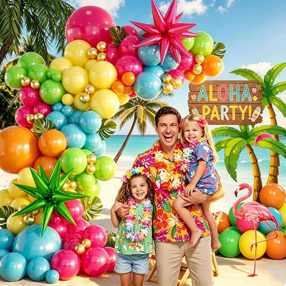 157PCS Flamingo Tropical Luau Balloons Arch Garland Kit, Olive Green Hot Pink - Image 4