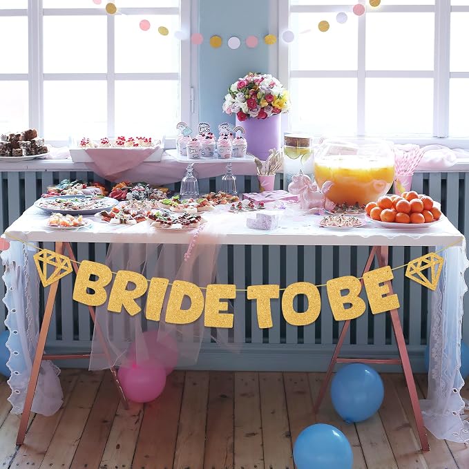 Glitter Champagne Gold Bride to be Banner Bachelorette Party Banner DIY Banner - Image 5