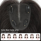 Hair Toppers for Women Real Human Hair Topper for Women with Thinning Hair 12inch 4x4.8 Large Swiss Base Hairpieces (Dark Brown)
