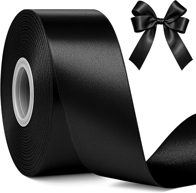 30Yards 1 1/2In Black Satin Ribbon by Fullive