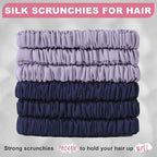 6Pcs Silk Hair Ties Small 22 Momme 100% Pure Mulberry Silk Scrunchies for Women Girls Thin Skinny Hair Sleep Scrunchies No Damage(Color 11)