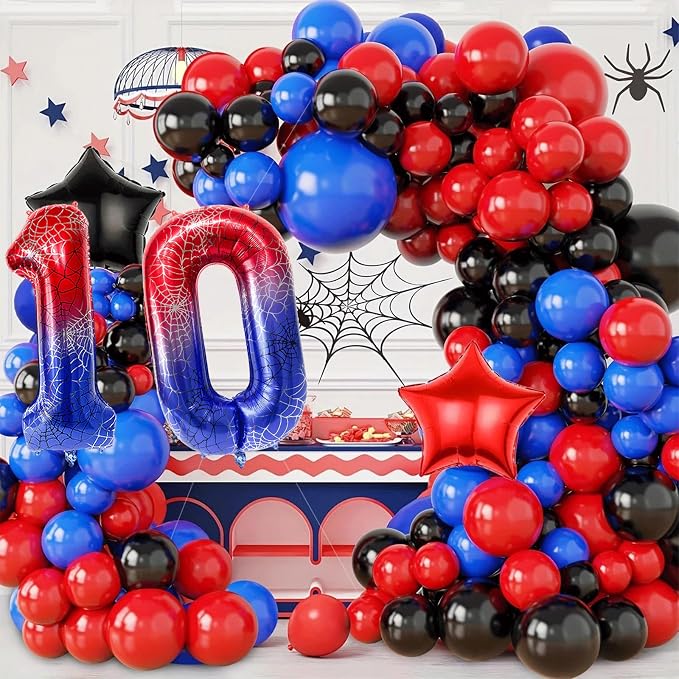 40 Inch Spider Theme Number Foil Balloons, Large Number 10 Balloons - Image 7