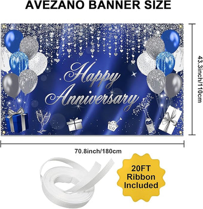 Avezano Happy Anniversary Banner Glitter Happy Anniversary Decorations - Image 3