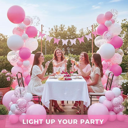 LOVESTOWN 150PCS Pink White Balloons Different Size of 18 12 10 5Inch | Pink - Image 3