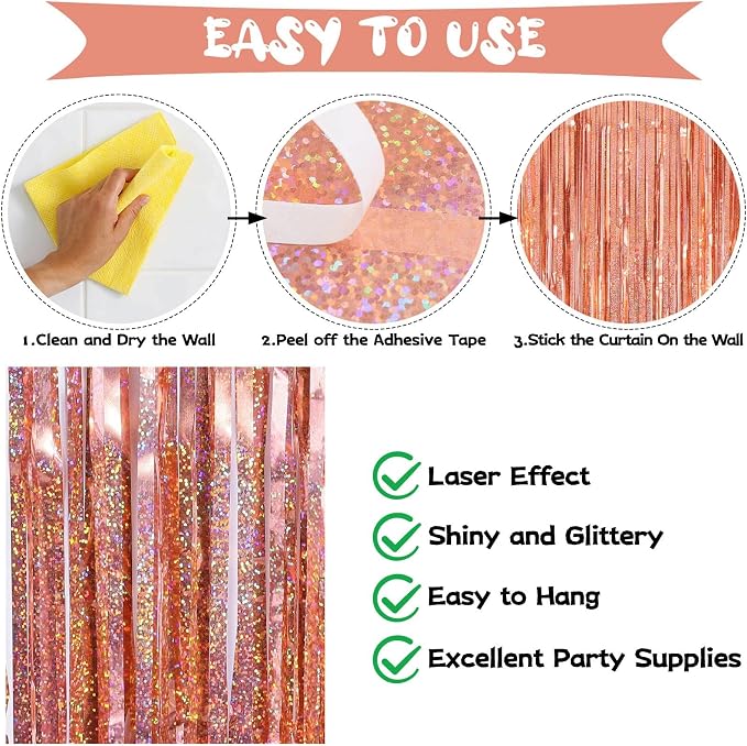 Tinsel Foil Fringe Curtain, 2 Pack Metallic Tinsel Curtain Backdrop - Image 5