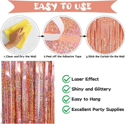 Tinsel Foil Fringe Curtain, 2 Pack Metallic Tinsel Curtain Backdrop - Image 5