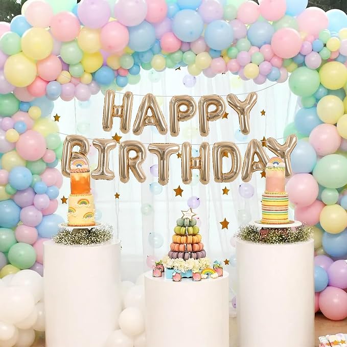 TONIFUL 16 Inch Champagne Gold Happy Birthday Balloon Banner Decorations | - Image 6
