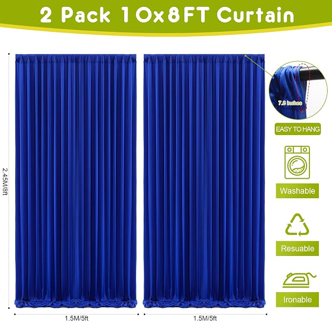 Royal Blue Backdrop Curtain Drapes - Image 2