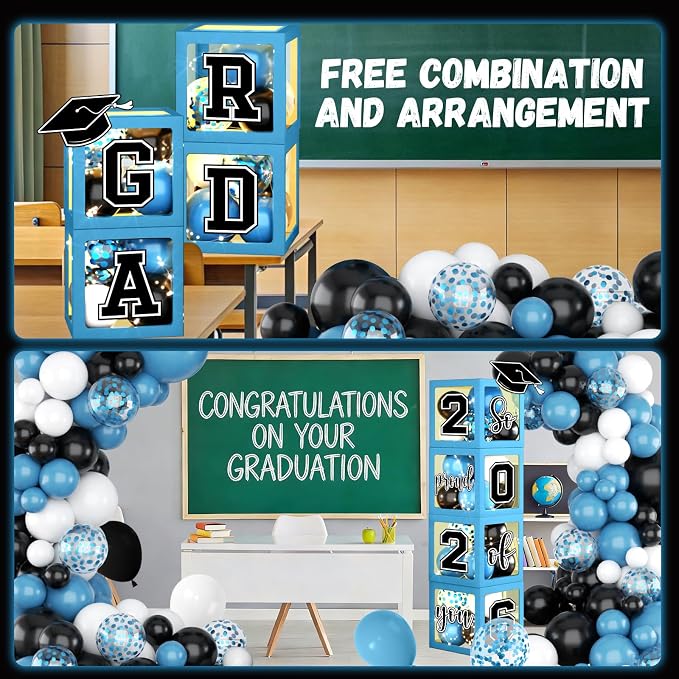 Light Blue Graduation Decorations 2026 Balloon Boxes - Image 5