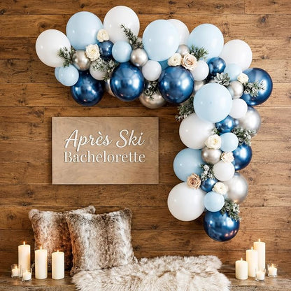 Blue Silver Balloons, Metallic Light Blue White Balloon - Image 7