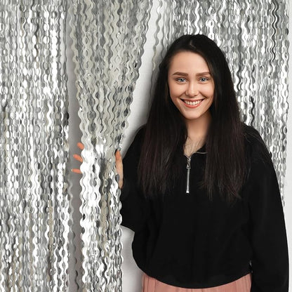 4 Pack 3.3x6.6ft Silver Foil Fringe Backdrop - Image 3
