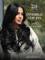 LUVME Invisible Clip in Hair Extensions Body Wave Real Human Hair, Remy Hair Clip ins for Women, Natural Human Hair, 22 inch 110g 6Pcs, Natural Black