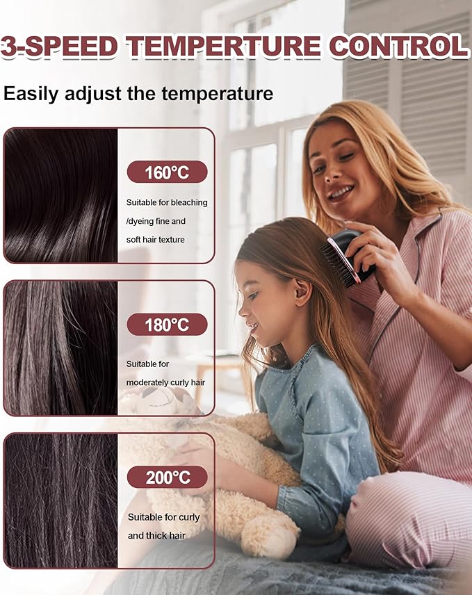 Mini Hair Straightener, Rechargeable Cordless Portable Hair Straighteners, 3-Speed Temperature Travel Hair Straightener for Women Home &Travel (Black)