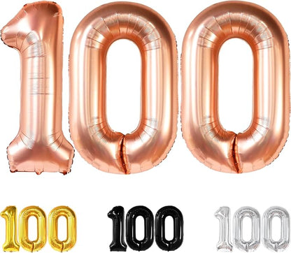 KatchOn, Rose Gold Number 100 Balloon by KatchOn