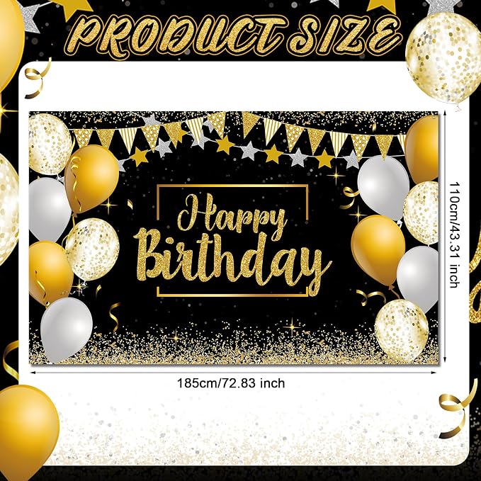 Tatuo Happy Birthday Decorations Backdrop Banner - Image 2