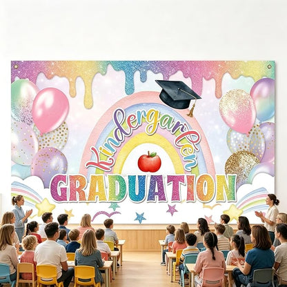 Colorful Kindergarten Graduation Class of 2026 Banner Backdrop Photography - Image 3