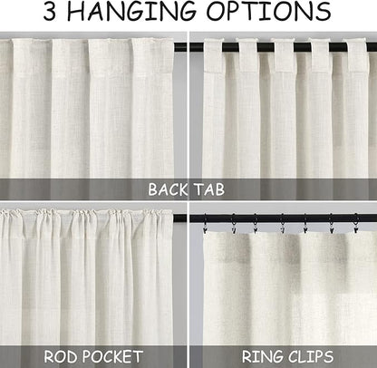 Cream Linen Curtains 117 Inches Long - Image 2