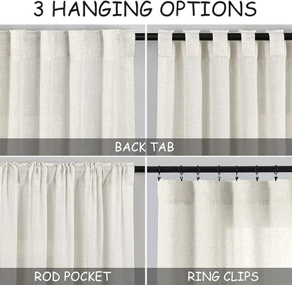 Cream Linen Curtains 112 Inches Long - Image 2