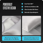Dream Recovery Performance Silk Pillow Case with Zipper - 100% Silver Mulberry Silk Pillowcase for Hair and Skin - Naturally Cooling and Moisturizing - King Size - Bone