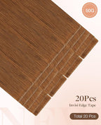 GOO GOO Invisi Edge Tape in Hair Extensions Human Hair, 350 Copper, 20pcs 18inch 50g, Virgin Remy Hair, Seamless Injected Tape, Natural Look