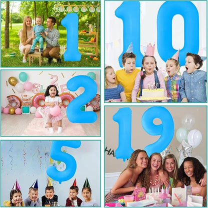 Fluorescent Blue Number Balloon 40 inch Giant Foil Helium Balloons Blue Number - Image 3