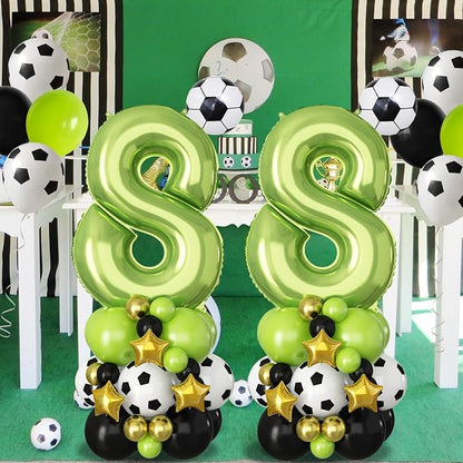 Green Number 8 Balloon Soccer 40 Inch Number Eight Foil Balloons Tower Set - Image 4