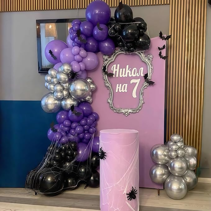 Isndare Purple Black Balloons, 12 Inch Dark Purple Light Balloons - Image 4