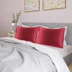 uxcell 2 Pack Silk Satin Pillowcase for Hair and Skin, Cool, Silky, Soft Breathable Pillow Cases King Size 20x36 Inch Sateen Pillowcase Burgundy with Envelope Closure
