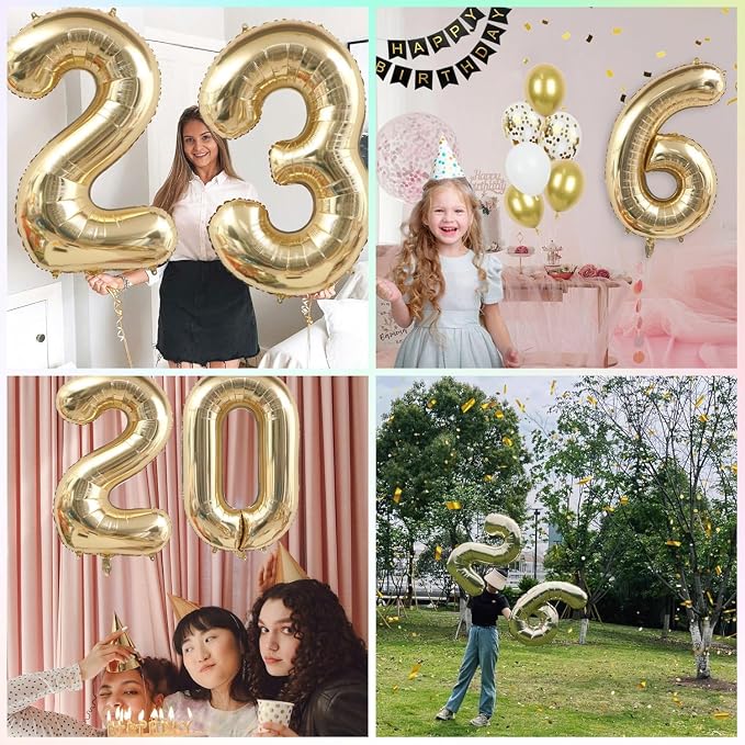 Light Gold Number 80 Balloon 40in White Gold 80 Foil Mylar Digital Balloon | - Image 2