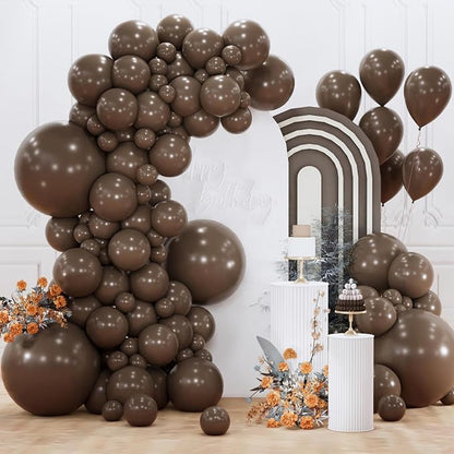 PartyWoo Dark Brown Balloons 152pcs Boho Coffee Neutral Color | 18 12 10 5 Inch by PartyWoo