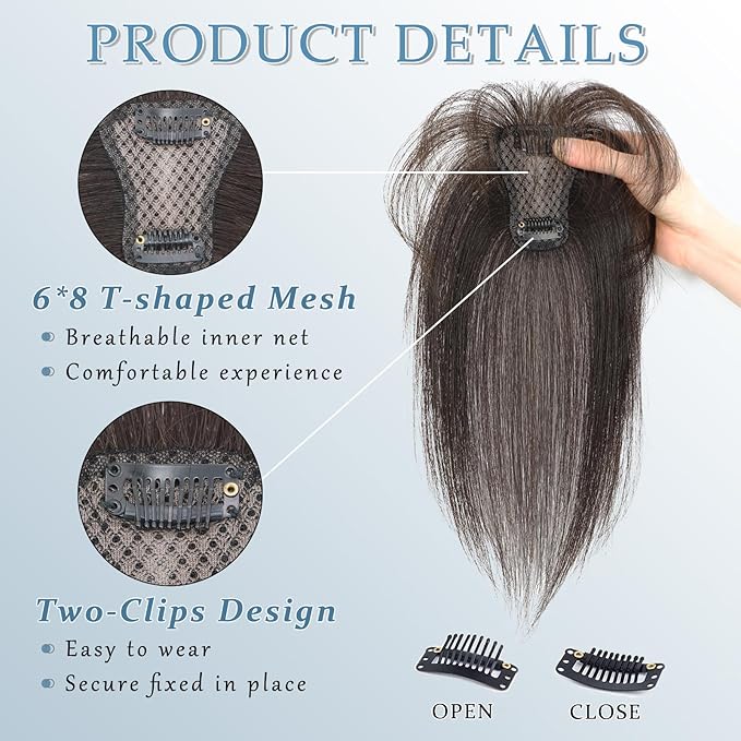 Clip in Bangs Real Human Hair 360° Cover French Bangs Brown Black Bangs Hair Clip 3D Fake Bangs with Fringe Hairpieces for Women Daily Wear