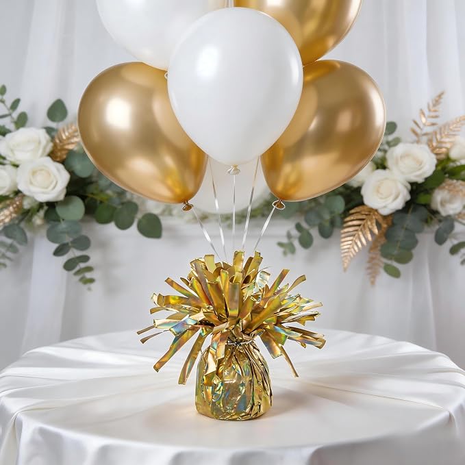 Glitter Gold Balloon Weights, 6 Pack | Glitter gold PET film; helium balloon - Image 4