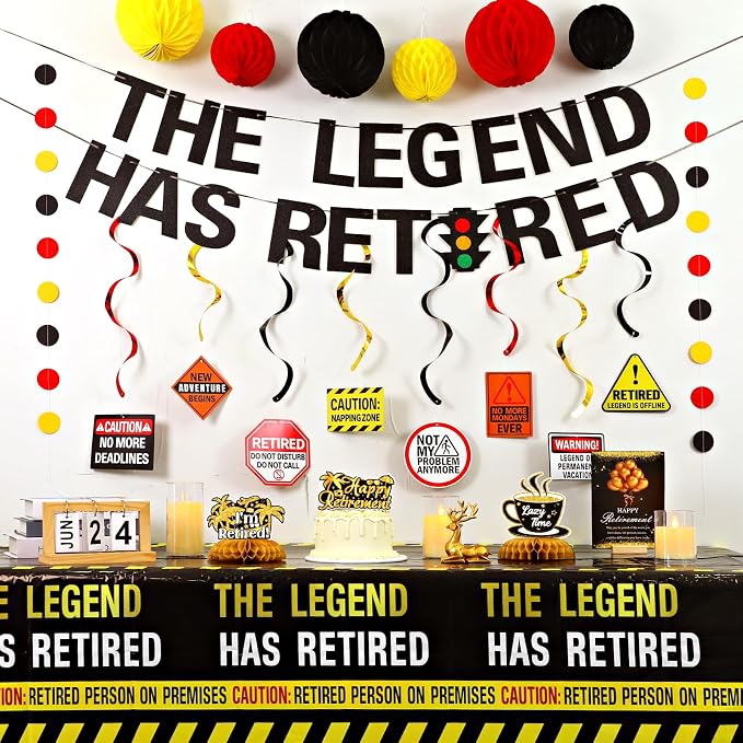 The Legend Has Retired Party Decorations, Funny Caution Warning Retirement - Image 8