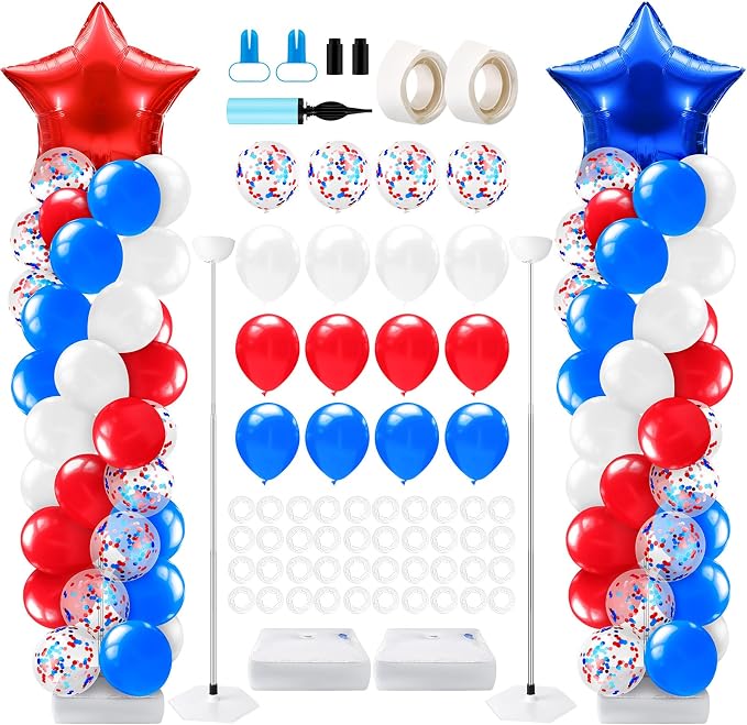 Kasyat 2 Sets 4th of July Balloon Column Stand Kit by Kasyat