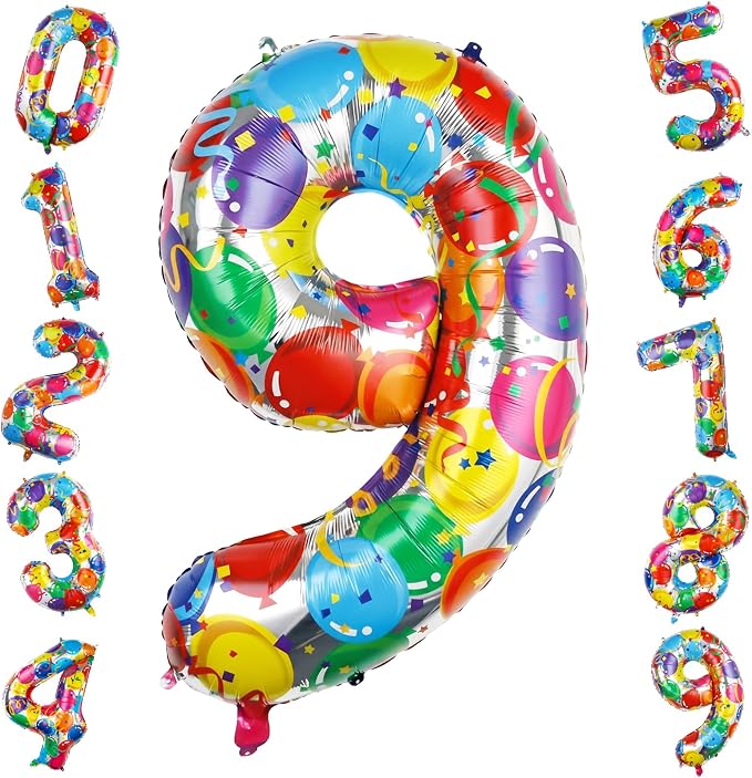 40 Inch Number 9 Balloon Colorful Foil Balloons by TNCDJKPA