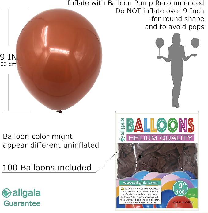 Allgala 100 Count 9 Inch Helium Grade Premium Latex Balloons - Image 2