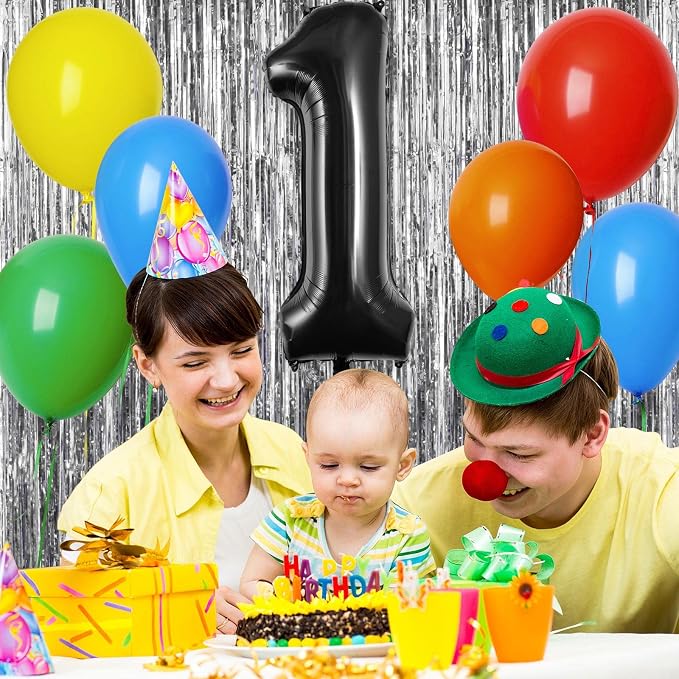 Black Number 1 Balloons 40 Inch Large Foil Balloons, Giant Number Balloon - Image 4