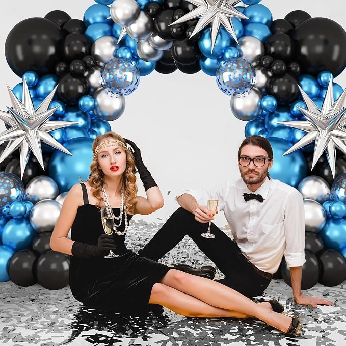 Blue Silver Black Balloon Arch Kit, Balloon Garland - Image 5