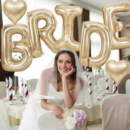 40inch Champagne Gold BRIDE Letter Balloons, Giant Light Gold Bride Foil Helium - Image 5